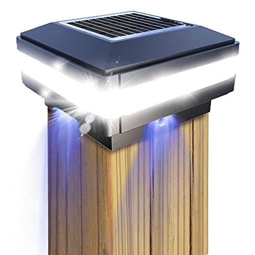 GEYUEYA Home Solar Pfostenkappen Licht, Solarlampe Außen Solar Zaunpfosten Lampe Solar Säulenlampe Landschaft Lampe IP65 Wasserdicht für hölzerne Pfosten, Plattform, Patio, Zaun beleuchtung von GEYUEYA Home