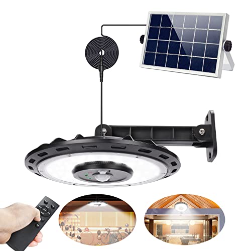 GEYUEYA Home Solarlampen Für Außen Mit Bewegungsmelder, Bewegungsmelder Aussen Solar, 1200LM 108LED 5M Kable Mit Fernbedienung/Bewegungsmelder,5 Modi,IP65 Solarleuchten von GEYUEYA Home