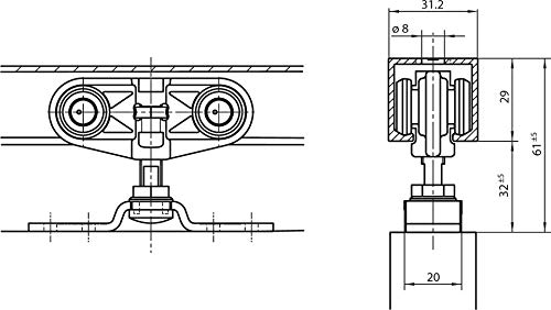 Geze Rollenschiebesystem | Flügelbreite (mm): 500 – 970 | Typ: Rollan 40 N von GEZE