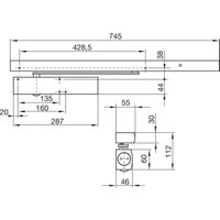 Geze - Türschließer ts 5000 r Größe en 2-6 , 1 Flügel mit Gleitschiene und Rauchschalter, silber von GEZE