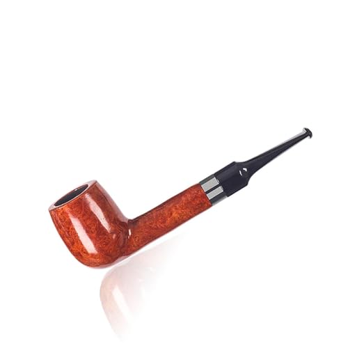 GEZHUCAO Handgeschnitzte Bruyèreholz-Tabakpfeife， Klassische Pfeife Mit Geradem Griff- Abnehmbare Reinigungsfunktion- Geeignet Für 3-mm-Filter- Geschenk Für Sammler Und Anfänger(Brown) von GEZHUCAO