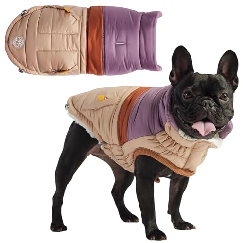 Elasto-Fit Klassische Puffer-Hundejacke, gesteppter Wintermantel mit verstellbaren Trägern, wasserdicht, isolierte Hundeoberbekleidung für kleine, mittelgroße und große Hunde, einfaches An- und von GF Pet