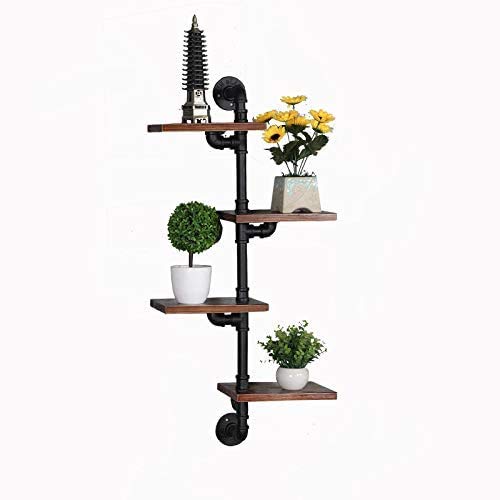 GFAZXDS Antike industrielle schwebende Regale, Bücherregal, industrielles Design, Ausstellungsregal, mit Wasserrohrhalterung und Massivholz-Trennwand von GFAZXDS