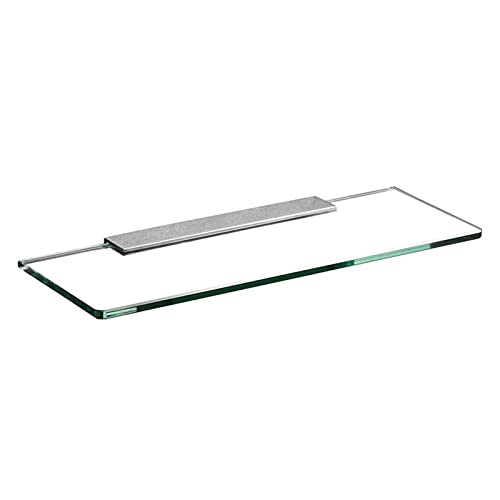 GFAZXDS Badezimmer-Glasregal, gehärtetes Glas, Badezimmer-Regal mit 8 mm dicker Glas-Wandhalterung, rechteckige Messingoberflächen-Halterung (45 cm) von GFAZXDS