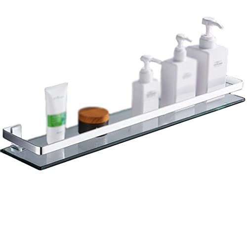 GFAZXDS Badezimmer-Glasregal, rechteckig, Badezimmer-Regale, Wand-Glasregal, Aluminium, extra dickes gehärtetes Glas, 1 Etagenkorb, Wandmontage (25 x 12 x 5 cm) von GFAZXDS