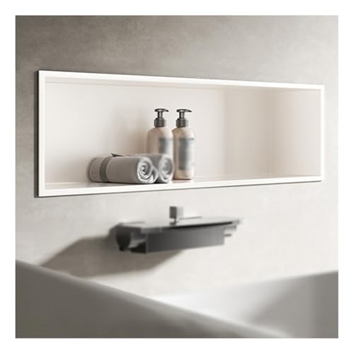 GFAZXDS Badezimmer-Nische aus Edelstahl, versenktes Duschregal aus Edelstahl, keine Fliesen erforderlich, wasserdichter Organizer, einfach zu installieren (7857653-Weiß, 70 x 28 x 12,5 cm) von GFAZXDS