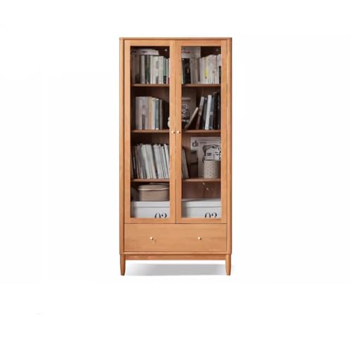 GFAZXDS Bücherregal Lagerregal Massivholz Bücherregal Ganzwand Freie Kombination Bücherregal Vitrine Vitrine Retro Kirschholz Schrank Bücherregal Bücherregal (A) von GFAZXDS