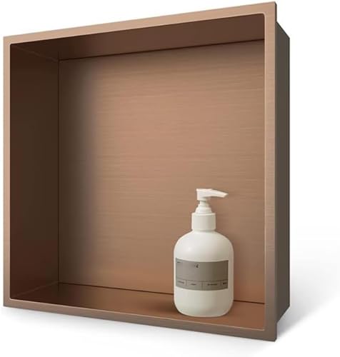 GFAZXDS Duschnische, flexible Installation, Innenwandnische, Edelstahl, Badezimmerregal, Badezimmernische mit versenkter Ablage für Badezimmer, Seifenflasche (7856210-Messing) von GFAZXDS