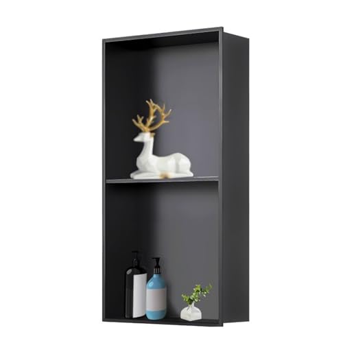 GFAZXDS Duschnische aus Edelstahl, versenkte Doppelregale, Duschnische, 29 x 70 x 12 cm, schwarz gebürstetes Duschregal, integrierte Nische für Duschbadezimmer (7855664-schwarz) von GFAZXDS
