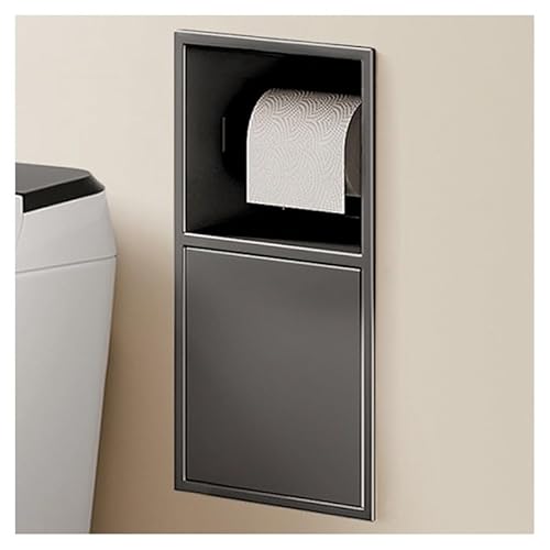 GFAZXDS Duschnische ohne Fliesen, versenkte Edelstahl-Wandnische mit Mülleimer, doppelstöckiges, wasserdichtes Organizer-Regal für Badezimmer-Aufbewahrung (7856998-Grau, 38 x 20 x 12,5 cm) von GFAZXDS