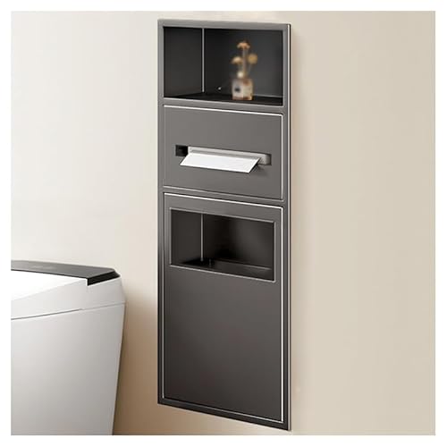 GFAZXDS Duschnische ohne Fliesen, versenkte Edelstahl-Wandnische mit Mülleimer, doppelstöckiges, wasserdichtes Organizer-Regal für Badezimmer-Aufbewahrung (7856998-Grau, 70 x 28 x 13,5 cm) von GFAZXDS