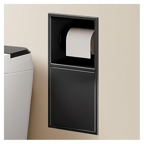 GFAZXDS Duschnische ohne Fliesen, versenkte Edelstahl-Wandnische mit Mülleimer, doppelstöckiges, wasserdichtes Organizer-Regal für Badezimmer-Aufbewahrung (7856998-Schwarz, 38 x 20 x 12,5 cm) von GFAZXDS