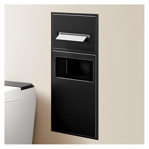 GFAZXDS Duschnische ohne Fliesen, versenkte Edelstahl-Wandnische mit Mülleimer, doppelstöckiges, wasserdichtes Organizer-Regal für Badezimmer-Aufbewahrung (7856998-Schwarz, 60 x 28 x 13,5 cm) von GFAZXDS