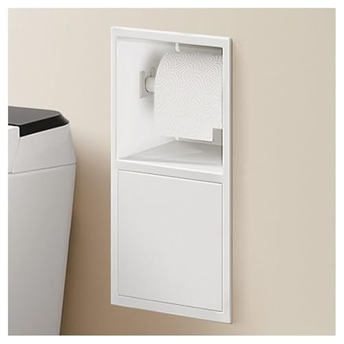 GFAZXDS Duschnische ohne Fliesen, versenkte Edelstahl-Wandnische mit Mülleimer, doppelstöckiges, wasserdichtes Organizer-Regal für Badezimmer-Aufbewahrung (7856998-Weiß, 38 x 20 x 12,5 cm) von GFAZXDS