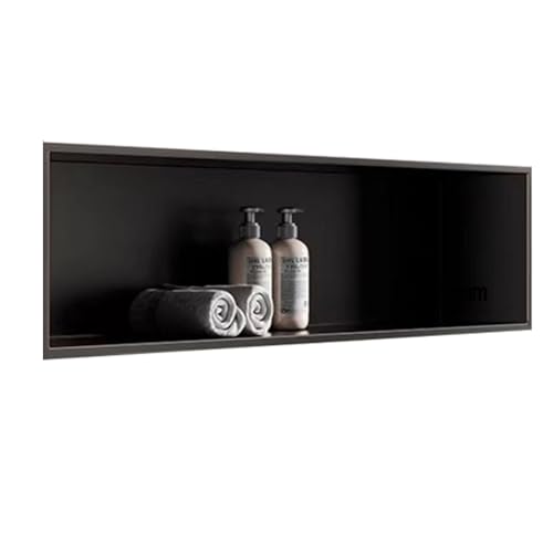 GFAZXDS Duschnischen-Wandeinsatz, schwarzer Organizer, versenktes Duschregal, Einzelduschaufbewahrung, keine Fliesen erforderlich, für Badezimmer, Shampoo, Seife, Toilettenartikel, Nische (7856031 von GFAZXDS