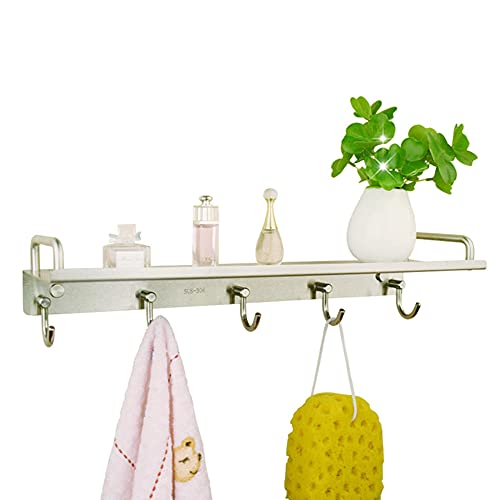GFAZXDS Duschregal ohne Bohren, Duschregal, Edelstahl, Wandhalterung, selbstklebender Haken für Küche, WC (Silber, 40 cm) von GFAZXDS