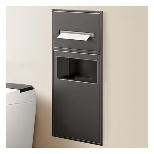 GFAZXDS Edelstahl-Duschnische, keine Fliesen erforderlich, Wandnische mit Mülleimer, Doppelregale, versenktes Duschregal für Badezimmer-Aufbewahrung (7857593-Grau, 60 x 28 x 13,5 cm) von GFAZXDS