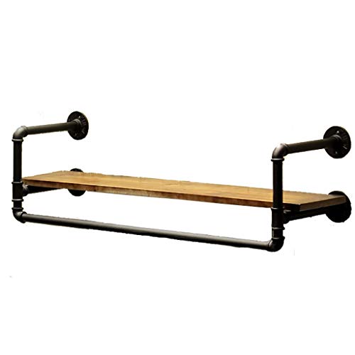 GFAZXDS Kleiderstangen-Aufbewahrungsregal im Industrie-Stil, Wandmontage, Kleiderständer mit Regal, Hängeschrank (100 x 25 cm) von GFAZXDS