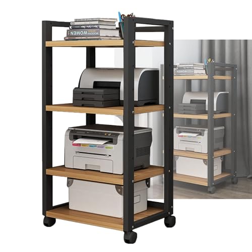 GFAZXDS Medienständer aus Holz mit 4 Etagen, für Audio/AV-Komponenten, abnehmbare Regale, multifunktionaler Stereo-Schrank für CD-Player (schwarz, 55 x 50 x 100 cm) von GFAZXDS