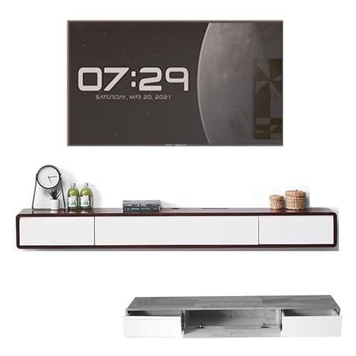 GFAZXDS Mehrfarbiger schwimmender TV-Ständer, Wandmontage, Medienkonsole, Aufbewahrungsschrank mit Komponentenregalen für Wohnzimmer (D-140 x 20 x 24 cm) von GFAZXDS