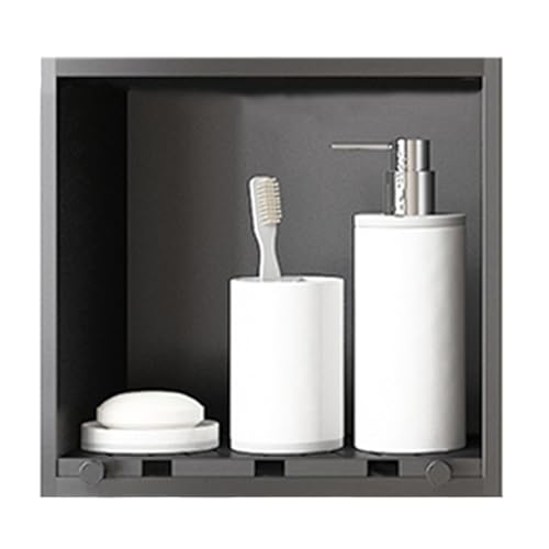 GFAZXDS Moderne Badezimmer-Nische, 32 x 32 cm, 304 Edelstahl, Badezimmer-Wandnische, Einzelregal, Duschnische mit Haken und Abtropffläche von GFAZXDS