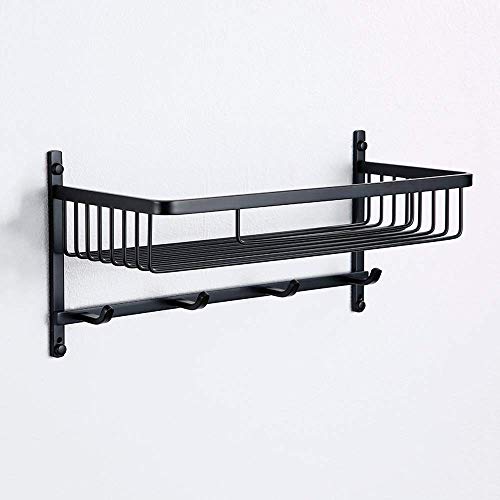 GFAZXDS Nordic Schwarz Edelstahl Badezimmer Duschregal mit 4 Haken Wandmontage Duschkorb Hängender Organizer Halter für Toilette Toilette von GFAZXDS