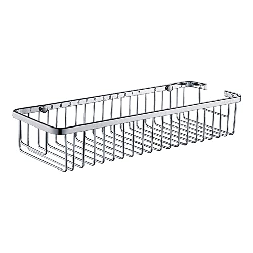 GFAZXDS Quadratischer Korb aus 304 Edelstahl, Badezimmer-Regal, Eck-Organizer, Badezimmer, Wandmontage, Netzregal, Kücheneckkorb, Chrom-Eckständer (37 cm) von GFAZXDS