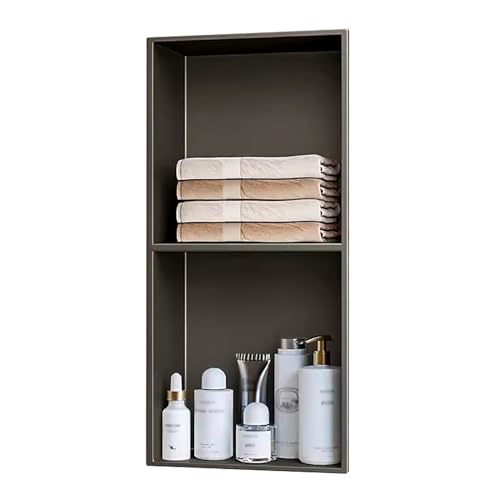 GFAZXDS Wandmontierte Duschnische aus Edelstahl, keine Fliesen erforderlich, modernes mehrlagiges Badezimmer-Aufbewahrungsregal, quadratisch, rechteckig (7854334-Dunkelgrau, 70 x 28 x 12,5 cm) von GFAZXDS