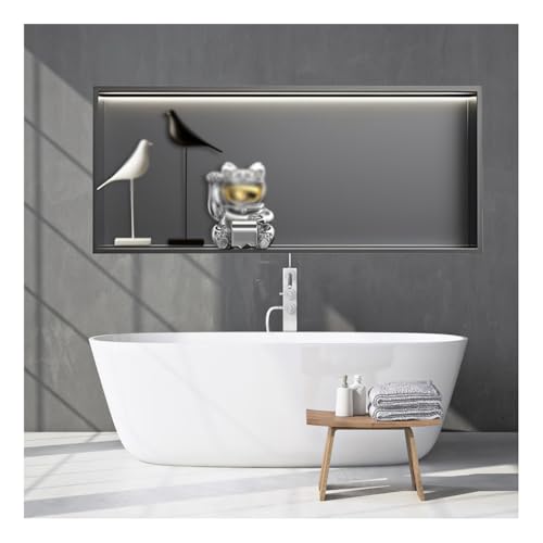 GFAZXDS Wandnische Dusche, Edelstahl mit LED-Licht, keine Fliesen erforderlich, Wandnische, Einbauduschregal, Einbauwandnische für Badezimmer (7855629-Grau, 70 x 32 x 12,5 cm) von GFAZXDS