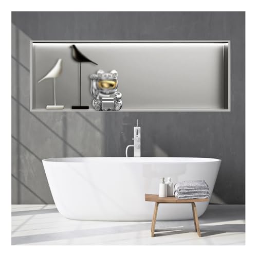 GFAZXDS Wandnischen-Dusche, Edelstahl mit LED-Licht, keine Fliesen erforderlich, Wandnische, versenkte Duschablage, Einbaunische für Badezimmer (7855629-Hellgrau, 90 x 32 x 12,5 cm) von GFAZXDS