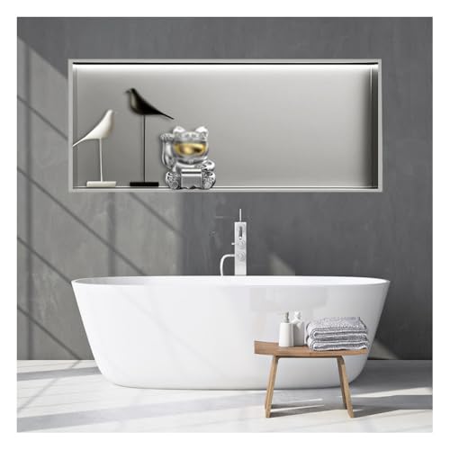 GFAZXDS Wandnischen-Dusche, Edelstahl mit LED-Licht, keine Fliesen erforderlich, Wandnische, versenktes Duschregal, Einbaunische für Badezimmer (7855629-Hellgrau, 60 x 32 x 12,5 cm) von GFAZXDS