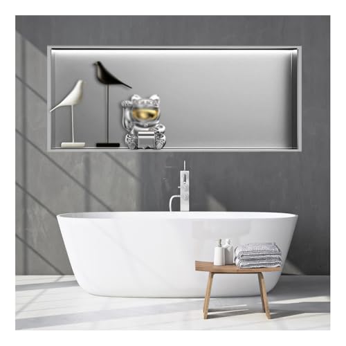 GFAZXDS Wandnischen-Dusche, Edelstahl mit LED-Licht, keine Fliesen erforderlich, Wandnische, versenktes Duschregal, Einbaunische für Badezimmer (7855629-Hellgrau, 70 x 32 x 12,5 cm) von GFAZXDS