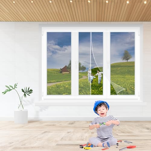 Fliegengitter für Fenster 85x165cm Weiß Fliegengitter aus Verstellbares Moskitonetz Fenster Insektengitter Sommer Moskitonetze Schutz Mesh von GFCYGG