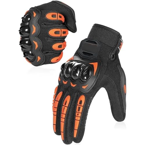 GFDSGRE Motorradhandschuhe Motorradhandschuhe Sommer Reiten Atmungsaktive Handschuhe Hard Knuckle Touchscreen Motorradhandschuhe Handschuhe for Dirt Bike Moto Motorrad Handschuhe(Orange,M) von GFDSGRE