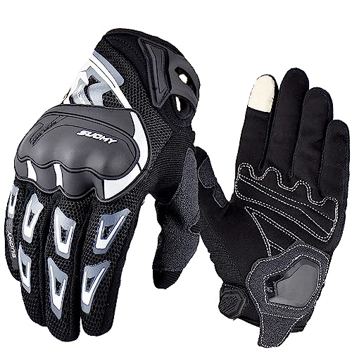 GFDSGRE Motorradhandschuhe Sommer Touchscreen Motorrad Reithandschuh Vollfinger Mesh Atmungsaktiv Motocross Handschuh MTB Dirt Bike Handschuhe Motorrad Handschuhe(Color:Grey,Größe:XL) von GFDSGRE