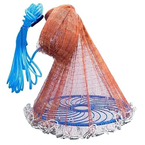 GFDSGRE Wurfnetz Zum Fischen Nylon geflochtene Linie Hand werfen Fischernetz mit großen Kunststoff blauen Ring Netzwerk Fischernetze Wurfnetz(480) von GFDSGRE