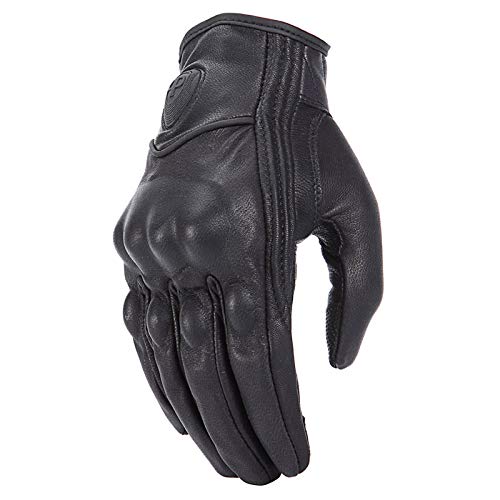 Motorradhandschuhe Retro Perforiertes Leder Motorradhandschuhe Touchscreen Vollfinger Schutzausrüstung Motocross Handschuhe Schwarz Wasserdicht Motorrad Handschuhe(Color:No-Perforated Gloves,Größe:XL) von GFDSGRE