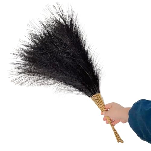 Pampasgras Deko 10 PCS Bunte Künstliche Blumen Kreative Simulierte Pampas Bouquet Schöne Flauschige Gefälschte Gras(Noir) von GFDSGRE