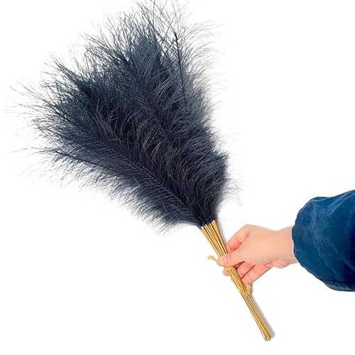 Pampasgras Deko 10 stücke Künstliche Blume Pampasgras Gefälschte Pflanze Reed Hochzeit Dekoration Blumen Blau Pampas Bouquet Wohnaccessoires Vase Dekor(Dark Blue) von GFDSGRE