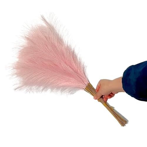 Pampasgras Deko 10 stücke Künstliche Blume Pampasgras Gefälschte Pflanze Reed Hochzeit Dekoration Blumen Blau Pampas Bouquet Wohnaccessoires Vase Dekor(Pink) von GFDSGRE
