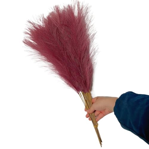 Pampasgras Deko 5/10/20Pcs Künstliche Pampas Gras Bouquet Urlaub Hochzeit Party Dekoration Pflanze Simulierte DIY Gefälschte Blume Reed Decor(Purple,10PCS) von GFDSGRE