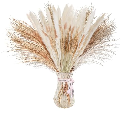 Pampasgras Deko 80 Stück getrocknetes Pampasgras Dekor Blumenstrauß Pompas Gras Zweige / Pompous Grass for Blumenarrangements Hochzeit Home Decor(80pcs no vase C) von GFDSGRE