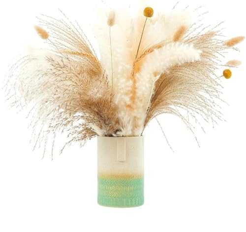 Pampasgras Deko 80 Stück getrocknetes Pampasgras Dekor Blumenstrauß Pompas Gras Zweige / Pompous Grass for Blumenarrangements Hochzeit Home Decor(80pcs no vase E-01) von GFDSGRE
