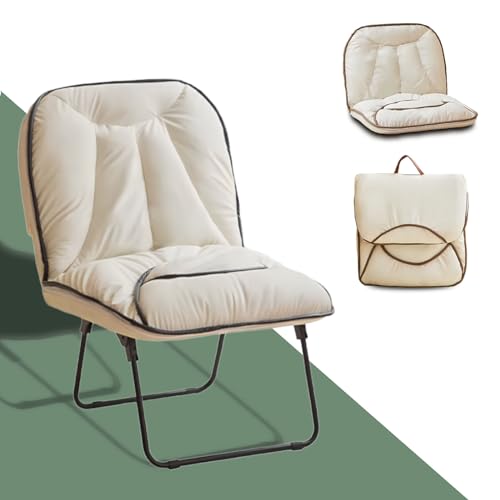GFFEEL 3-in-1-Klappstuhl, Bequeme Lounge-Taschenstühle, multifunktionaler Lazy Chair, Kunstlederstuhl, Metallrahmen-Lesestuhl für Zuhause und Outdoor-Camping,Black White von GFFEEL