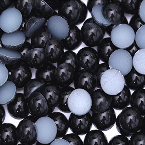 Größe 1,5mm-14mm Schwarz Farbe Runde Flatback Perlen Perlen Lose DIY ABS Kunststoff Imitation Half Pearl Nagel Kunst Dekoration Handwerk, 1point5mm 10000pcs von GFFGA
