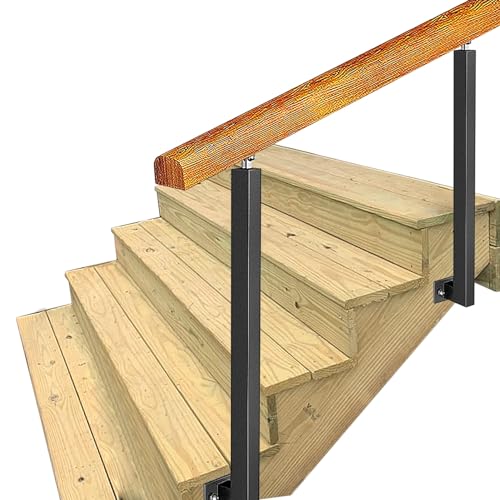 3 bis 4 Stufen Außenhandläufe für Stufen, Sicherheits-Übergangshandlauf mit schwarzen Schmiedeeisenpfosten, Treppengeländer-Stützsatz für Beton- oder Holztreppen (Farbe: Höhe 85 cm, Größe: von GFHQDPSC