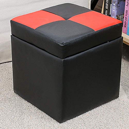 Cube Kunstleder Ottomane Aufbewahrung Fußhocker Pouf Sitzbank,mit Scharnier Top Organizer Box Pouf Truhe Einzelsitz-e 30x30x32cm(12x12x13) von GFHQDPSC