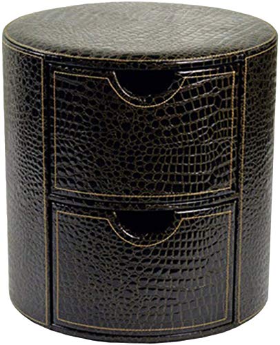 Fußhocker Fußhocker Aufbewahrungsbox Runde Aufbewahrungsbox aus Leder für Ottomanen mit Schubladen für Wohnzimmer- und Schlafzimmerkissen (Größe: 39 x 45 cm, Farbe: braunes Krokodilmuster) von GFHQDPSC
