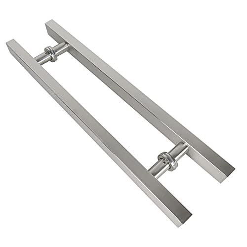 Gate Hardware Robuster Edelstahl-Glastürgriff, Holztür, Scheunentür, Schiebetür, Ziehgriff, gebürstetes Vierkantrohr, Rück-zu-Rück-Installation (800 x 500 mm) von GFHQDPSC