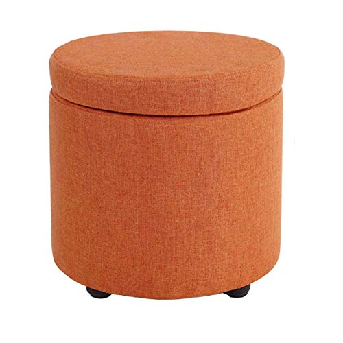 Runde Aufbewahrungsbox, platzsparende Aufbewahrung, Fußstütze, Fußhocker, geeignet für Schlafzimmer, Wohnzimmer, Flur, 32 x 32 x 32 cm (12 x 12 x 12 Zoll), Orange von GFHQDPSC